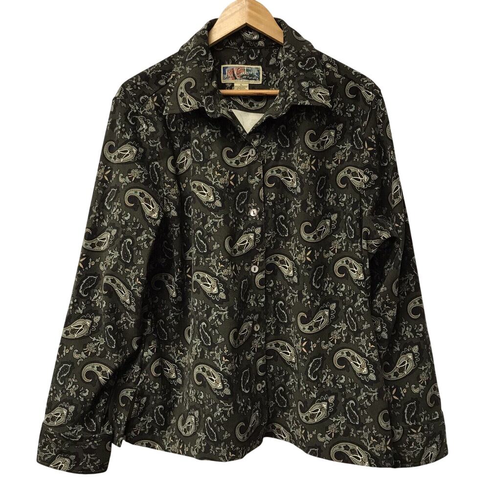 La Cabana Top Womens XL Green Black Brown Beige White